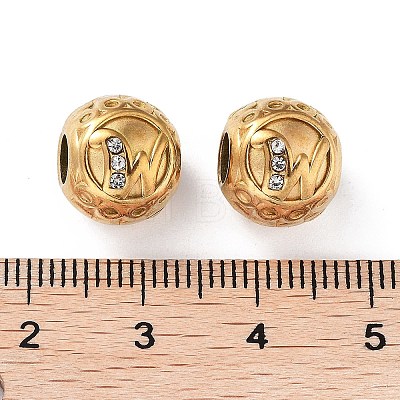 Ion Plating(IP) 304 Stainless Steel Rhinestone European Beads STAS-A092-10W-G-1