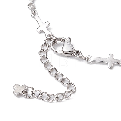 304 Stainless Steel Cross Link Chain Bracelet Making AJEW-JB01299-02-1