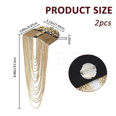 2Pcs Felt & Rhinestone & Iron Tassel Epaulettes AJEW-FH0009-06-1
