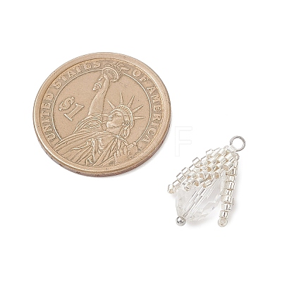 Glass Seed Beaded Bud Pendants PALLOY-MZ01096-02-1