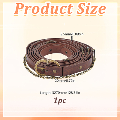 Medieval PU Leather Waist Belts with Alloy Chains Tassel AJEW-WH0709-227A-1