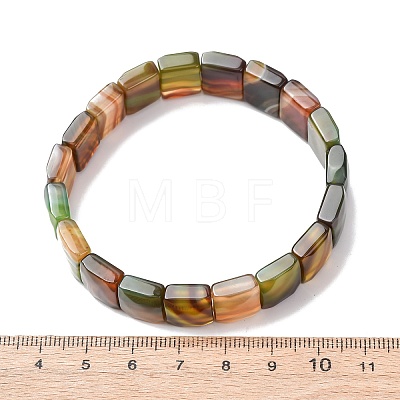 Dyed & Heated Natural Banded Agate Faceted Beaded Stretch Bracelets for Women BJEW-K251-08D-1