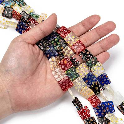 Square Handmade Millefiori Glass Beads LK-R004-46-1