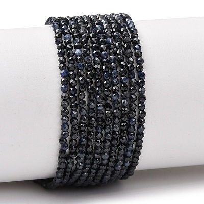 Natural Black Sapphire Beads Strands G-P625-2mm-01-1