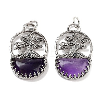 Natural Amethyst Bag Pendants G-Q163-06AS-08-1