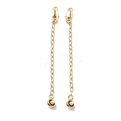 Brass Enamel ABS Imtation Pearl End with Chain KK-B129-27G-02-1