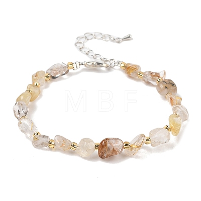 Natural Rutilated Quartz Chips Bracelets for Women BJEW-H623-01S-01-1