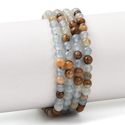 Natural Blue Calcite Beads Strands G-K427-A01-4mm-1