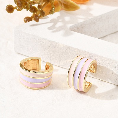 Brass Stripe C-Shaped Cuff Earrings EJEW-D321-03G-1