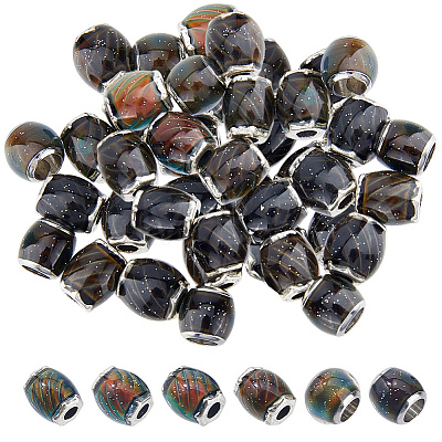 40Pcs Glass Large Hole Beads GLAA-DC0001-59-1