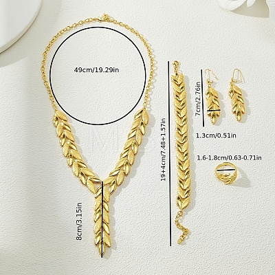 Leaf Alloy Bracelets & Earrings & Necklaces & Rings Sets for Women NA9773-1