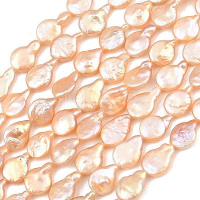 Natural Baroque Keshi Pearl Coin Beads Strands PA-CBAFEE8-15B-1