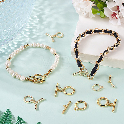 10Pcs 2 Styles Brass Toggle Clasps FIND-TA0008-44C-1