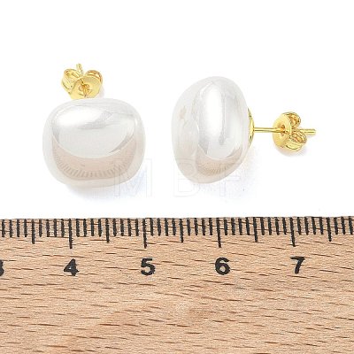 Brass & ABS Plastic Imitation Pearl Stud Earrings for Women PL-CBA760A-03B-G02-1