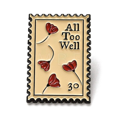Rectangle Floral Stamp Enamel Pins JEWB-P034-B02-1
