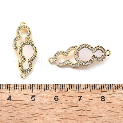 Brass Micro Pave Cubic Zirconia & Shell Fold Over Clasps KK-B129-15G-1