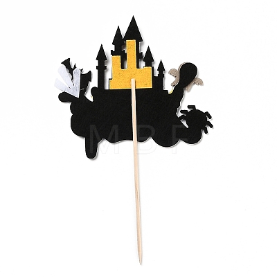 Felt Cloth & Paper Halloween Castle Cake Insert Card Decoration DIY-H108-41-1