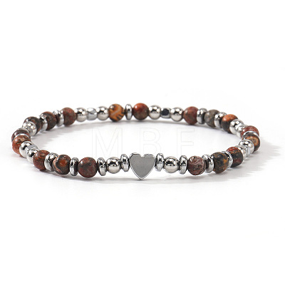 Natural Gemstone Eye Round Beaded Stretch Bracelets EV1340-2-1
