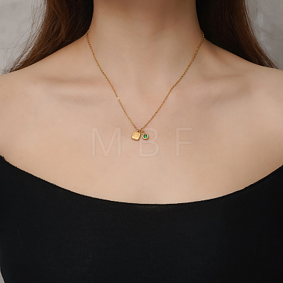 Simple Stainless Steel Square Pendant Necklaces for Women's Daily Wear QS9194-2-1