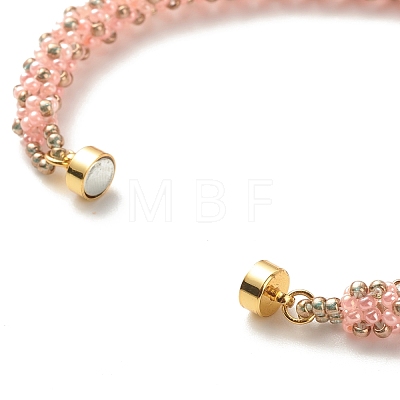 Glass Seed Beaded Bracelet with Brass Magnetic Clasps BJEW-JB07801-04-1