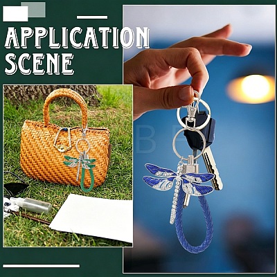 Alloy Enamel & Crystal Rhinestone & PU Leather Strap Keychain KEYC-YW00306-03-1