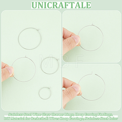 Unicraftale 300Pcs 3 Styles 316 Surgical Stainless Steel Wine Glass Charms Rings STAS-UN0053-43-1