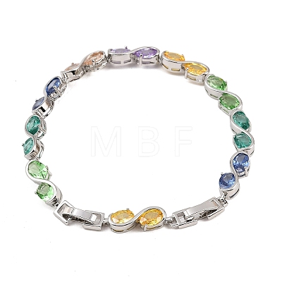 Platinum Tone Brass Micro Pave Cubic Zirconia Tennis Bracelets BJEW-B160-04P-01-1