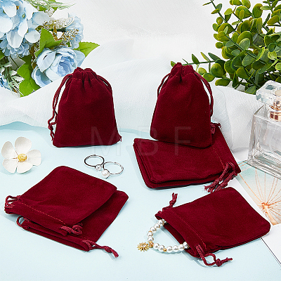 Beebeecraft 25Pcs Rectangle Velvet Drawstring Pouches TP-BBC0001-04A-02-1