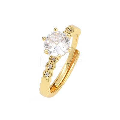 Brass Micro Pave Cubic Zirconia Cuff Rings for Women RJEW-Z113-32G-1