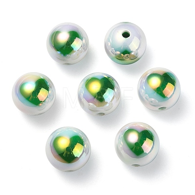 UV Plating Rainbow Iridescent Acrylic Beads OACR-F004-09D-1