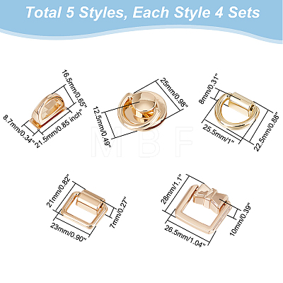 WADORN 20Set 5 Style DIY Bag Suspension Clasp Kits FIND-WR0008-71-1