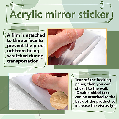 2Pcs Mirror Wall Stickers DIY-CN0001-99-1