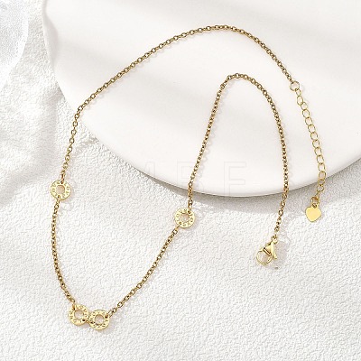 304 Stainless Steel Love Disc Link Chain Necklaces NJEW-JN05660-1