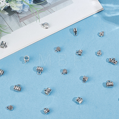 200Pcs 10 Styles Tibetan Style Alloy Tube Bails TIBE-PA0001-20-1