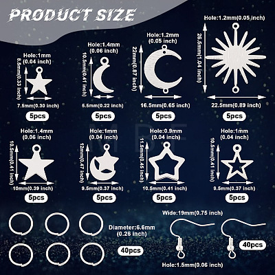 Yilisi DIY Moon & Star Drop Earring Making Kit DIY-YS0001-35-1