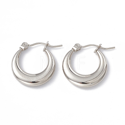 Tarnish Resistant 201 Stainless Steel Hoop Earrings with 304 Stainless Steel Pins for Women X-EJEW-B016-06P-1