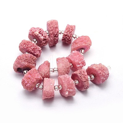 Natural Druzy Quartz Crystal Beads Strands G-F582-B09-1