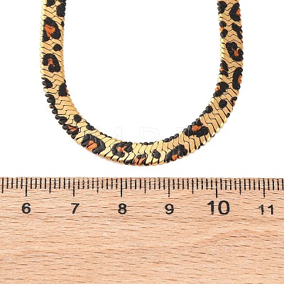 304 Stainless Steel Leopard Print Flat Snake Chain Necklaces for Women NJEW-A044-02A-G-1