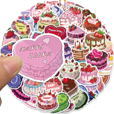 50Pcs Cartoon Constellation Cake PVC Adhesive Waterproof Stickers PW-WG750DE-01-1