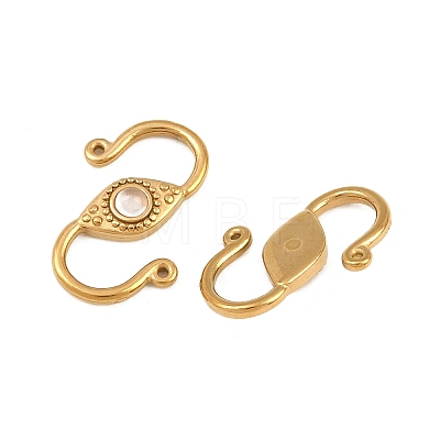304 Stainless & Natural Rose Quartz S-Hook Clasps SA-CBA3073-02G-02-1
