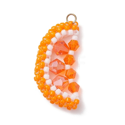 TOHO Glass Seed Beaded Orange Pendants PALLOY-MZ01125-1
