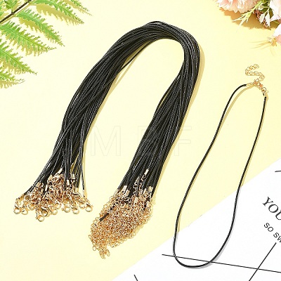 36Pcs Black Waxed Cord Necklace Making NCOR-FS0001-05G-1