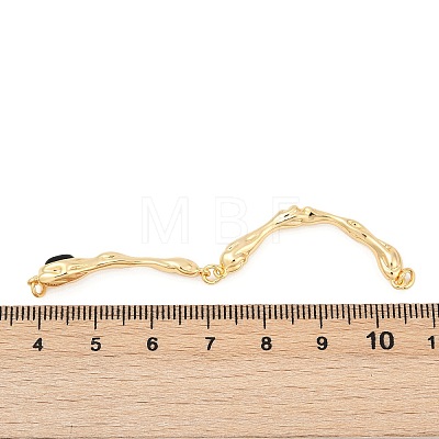 Brass Pave Natural Tiger Eye Curved Bar Connector Charms KK-P302-08G-1