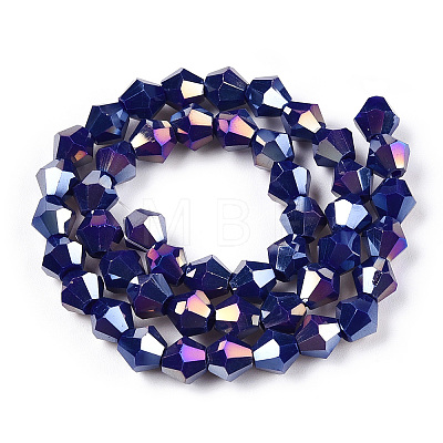 Opaque Solid Color Electroplate Glass Beads Strands EGLA-A039-P6mm-B10-1