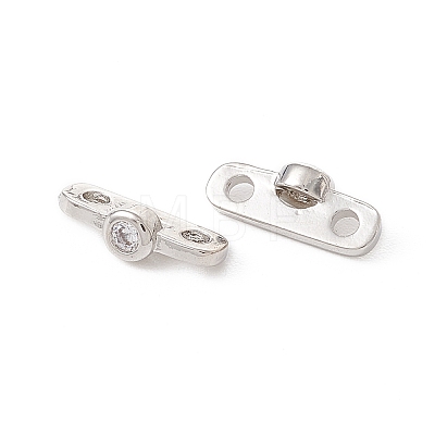 Rack Plating Brass Pave Clear Cubic Zirconia Connector Charms LS-KK-G433-04P-1