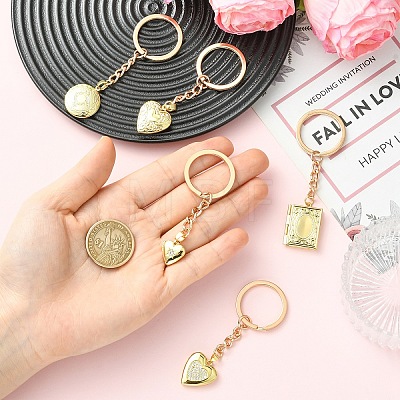 5Pcs Brass Locket Pendant Keychains KEYC-YW00267-1