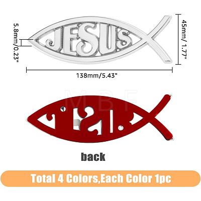 4Pcs 4 Colors ABS Plastic Car Stickers AJEW-FH0003-02-1