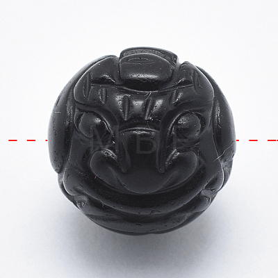 Carved Round Natural Obsidian Beads G-P360-01-10mm-1
