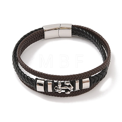 Braided Microfiber Leather Multi-strand Bracelets BJEW-B096-30A-1