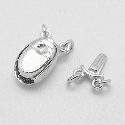 Rhodium Plated 925 Sterling Silver Box Clasps STER-E056-075P-1